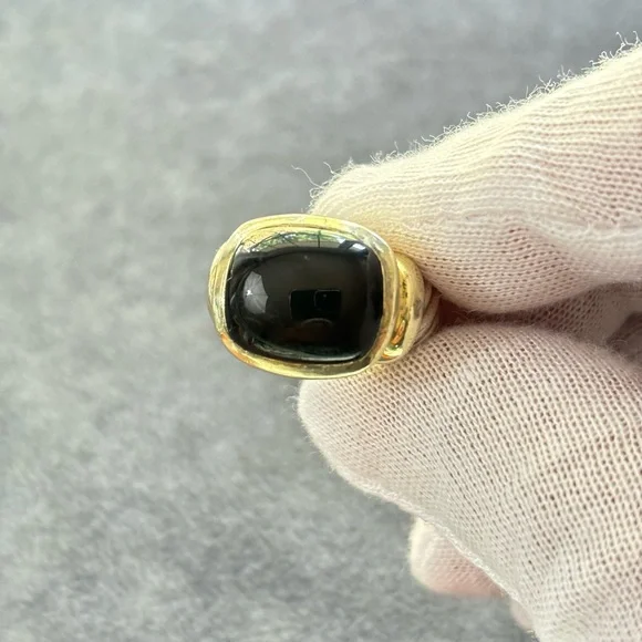 David Yurman 925 & 14k Gold Noblesse Ring with Black Onyx 5.5 - Picture 4 of 10